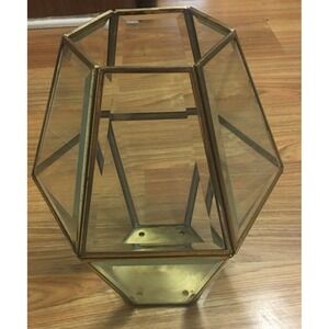 Diamond Shaped BRASS & BEVELED GLASS LANTERN CEILING LIGHT or TERRARIUM